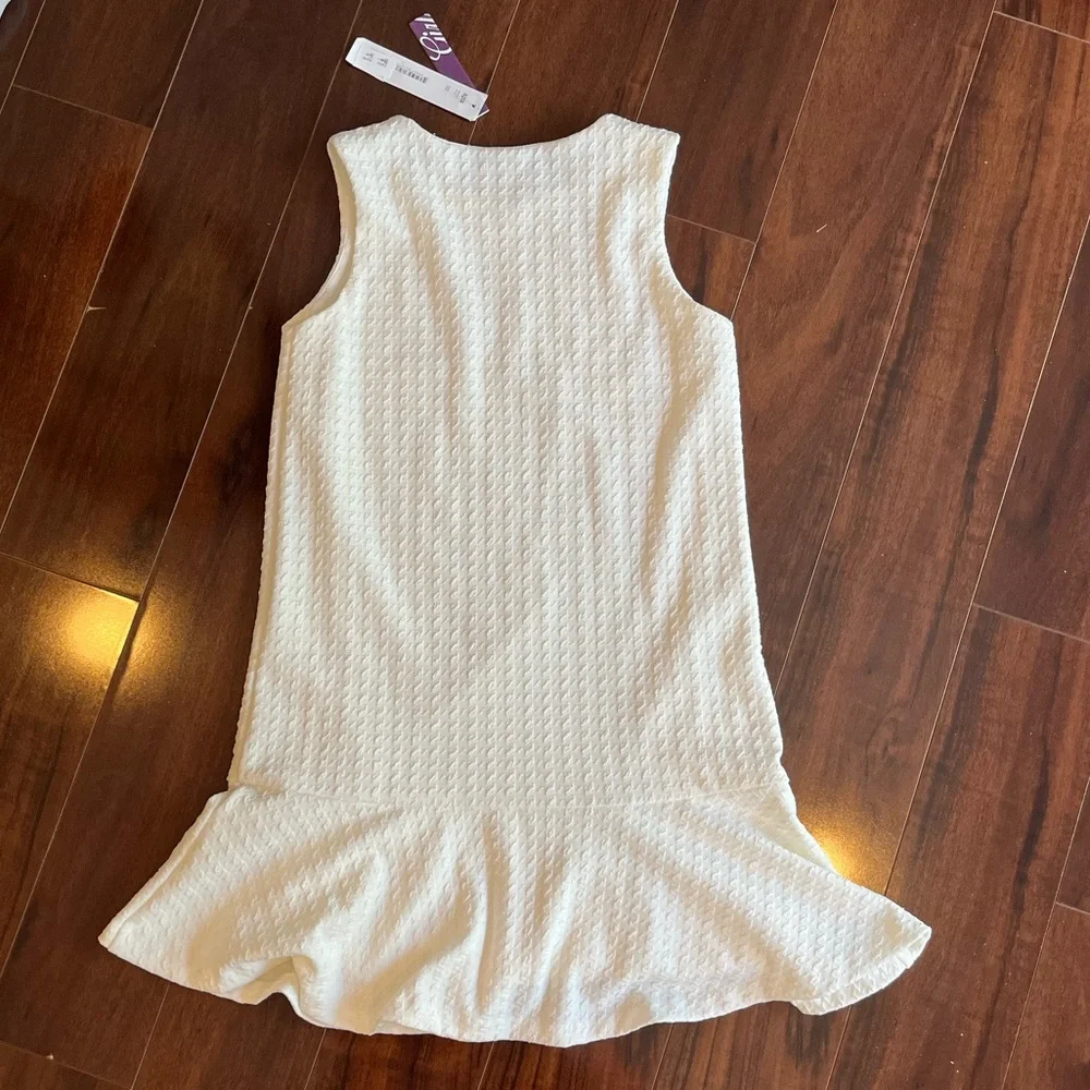 NWT - Aqua Ivory Girls Large Houndstooth Dress